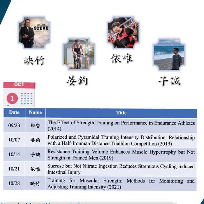 Exercise and Health Sciences Journal Clubs in October