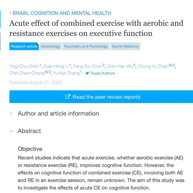 Acute effect of combined exercise with aerobic and resistance exercises on executive function