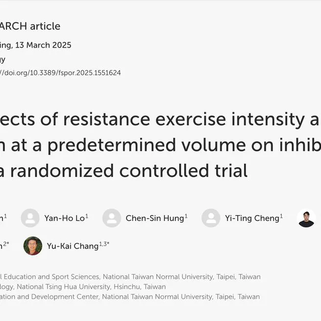 Acute effects of resistance exercise intensity and repetition at a predetermined volume on inhibitory control:a randomized controlled trial